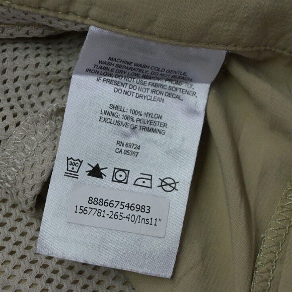 Columbia 40 x 11" Khaki Ripstop Omni Shade 1567781 Sycamore Falls Cargo Shorts - Picture 4 of 7